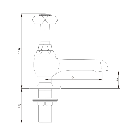 Victorian 1819 Diamond Handle Basin Tap