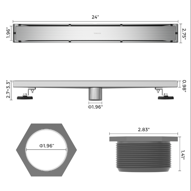 Strip Floor Drain 24 Inches