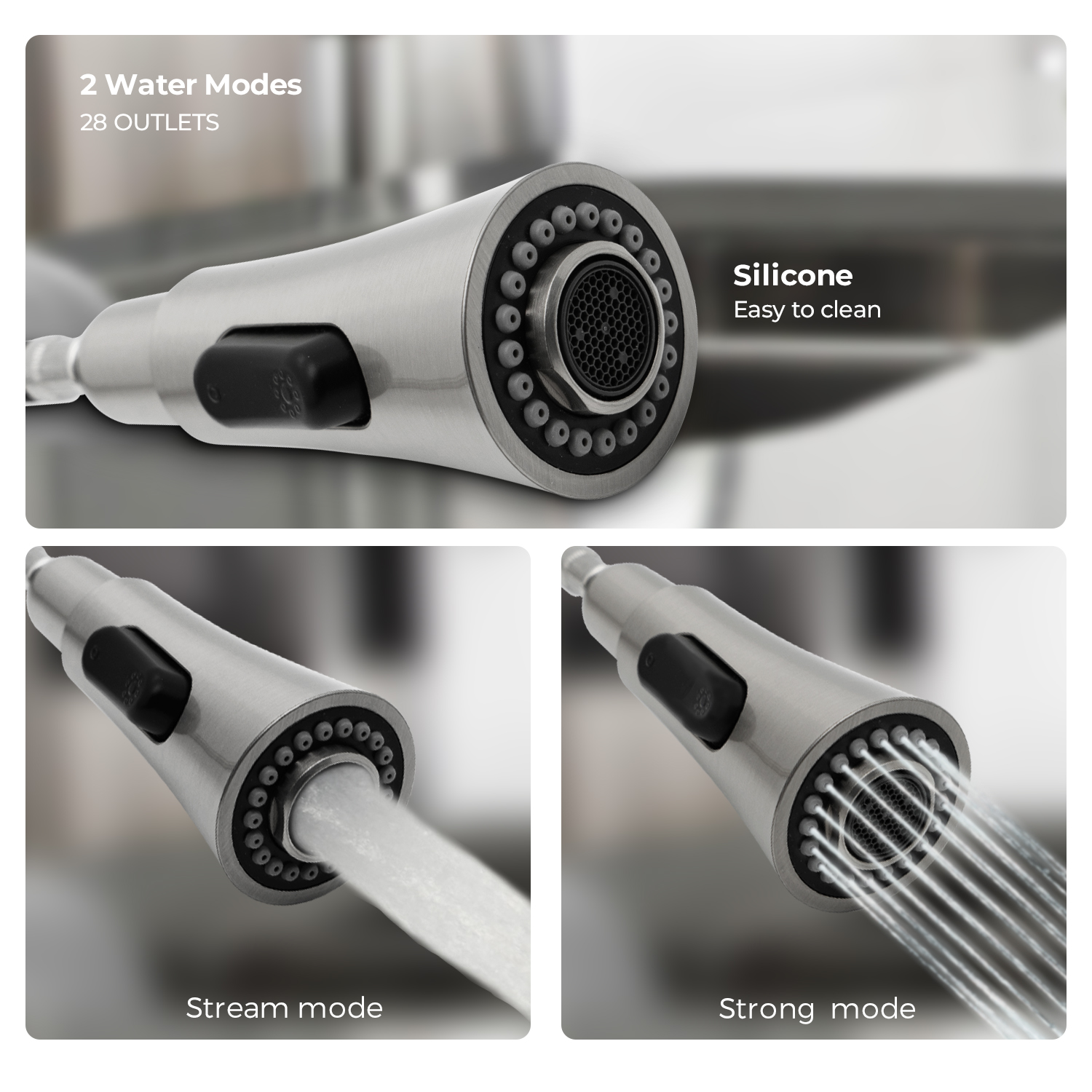 Single Handle Stainless Steel Pull-out Kitchen Faucet