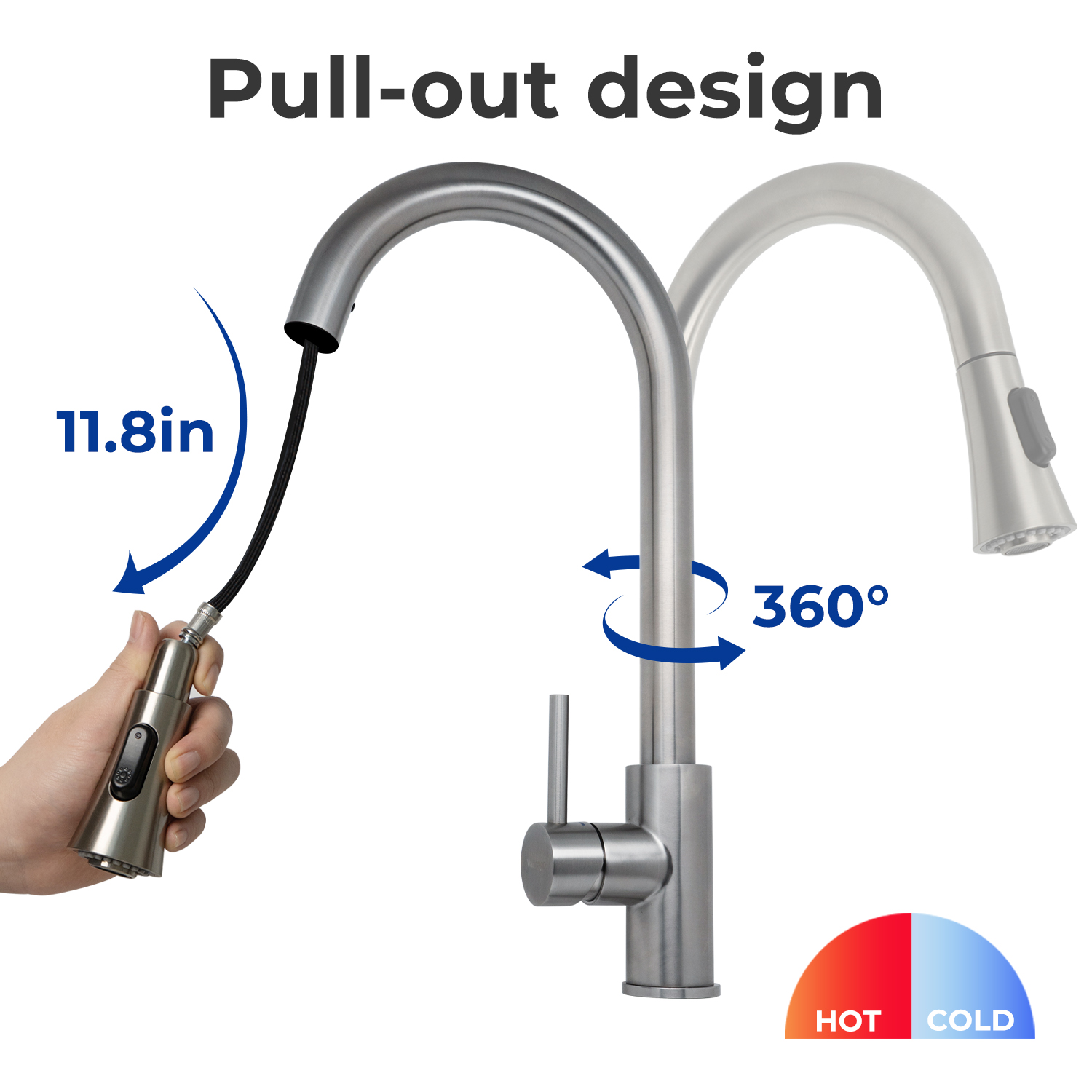 Single Handle Stainless Steel Pull-out Kitchen Faucet