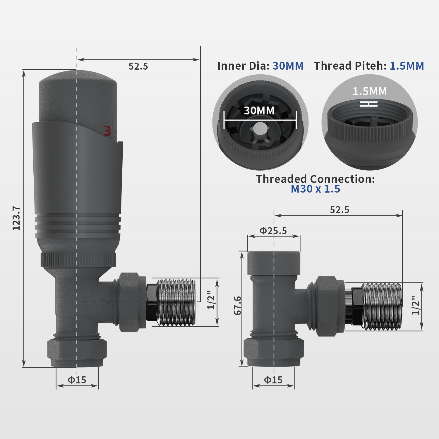 Anthracite Grey Angled TRV Set