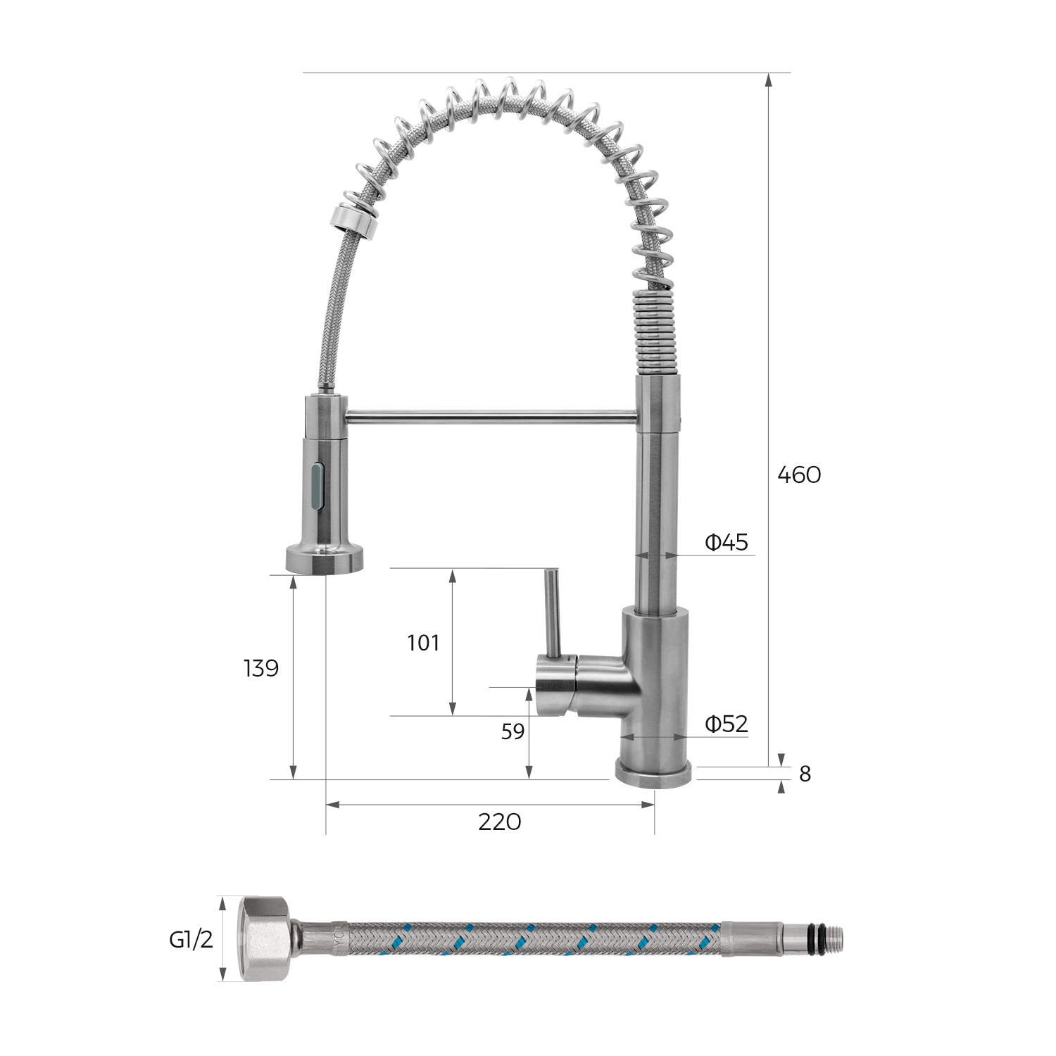 Single Double Hole Pull Down Kitchen Sink Faucet