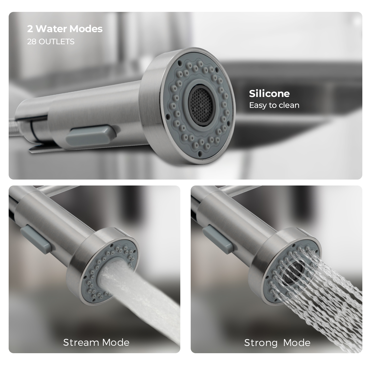 Single Double Hole Pull Down Kitchen Sink Faucet