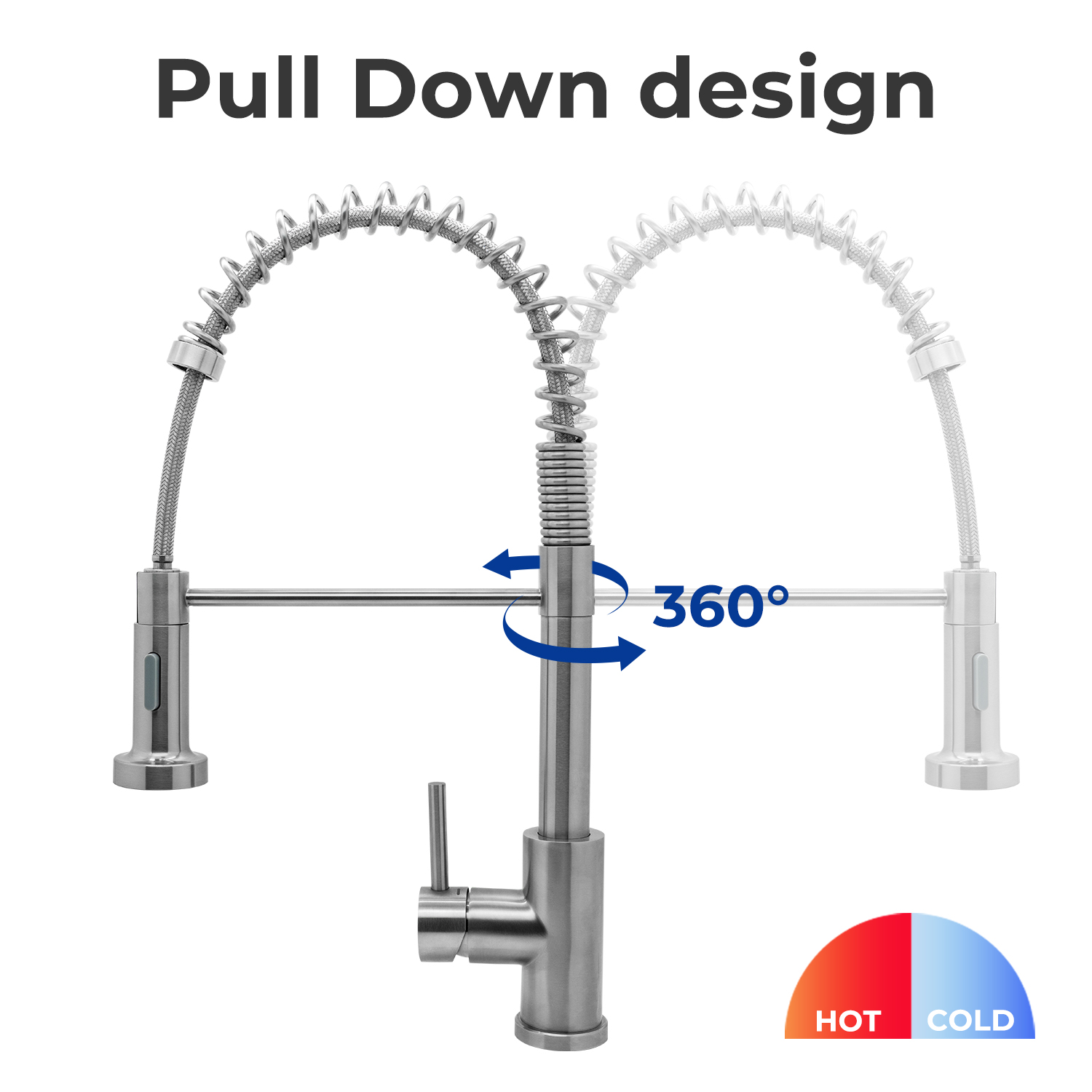 Single Double Hole Pull Down Kitchen Sink Faucet