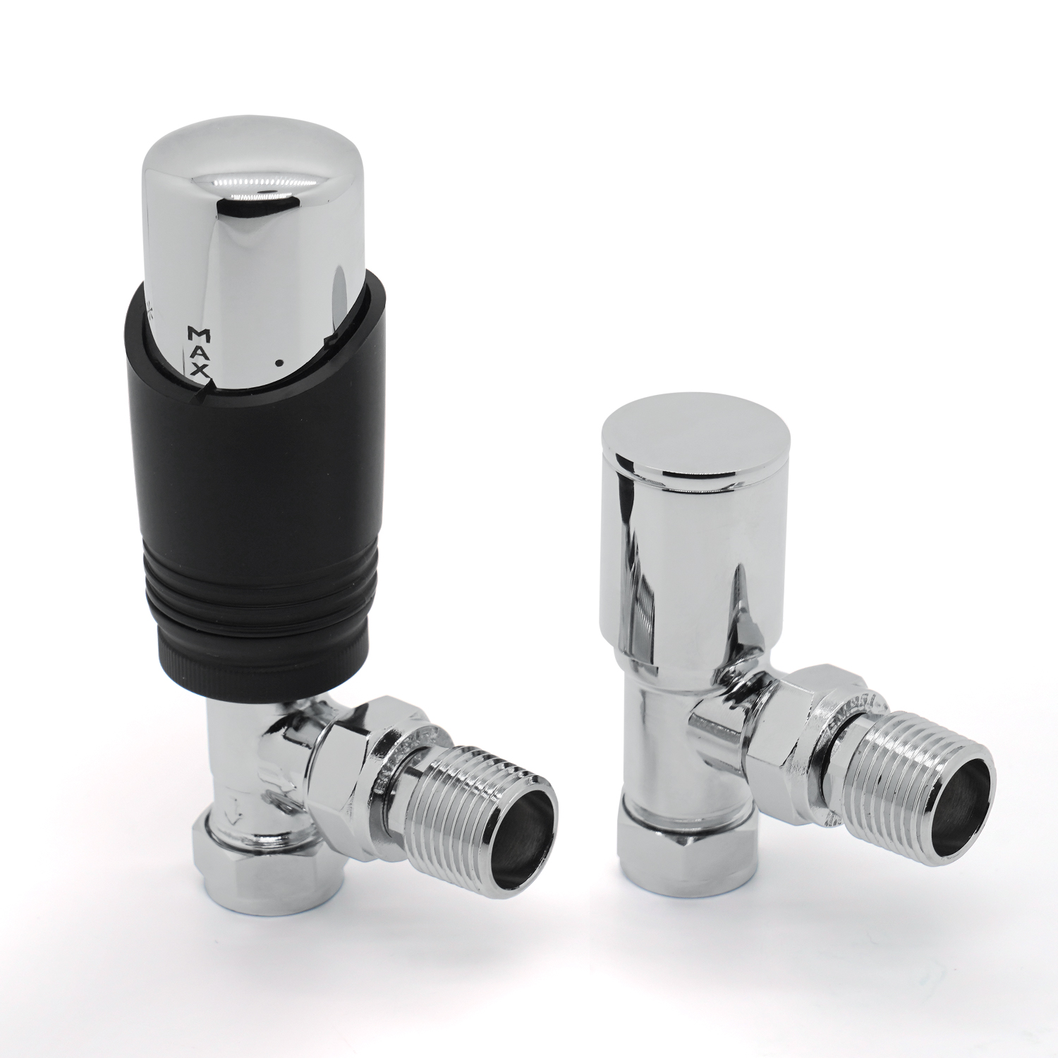 Black Head Chrome Angled TRV Set