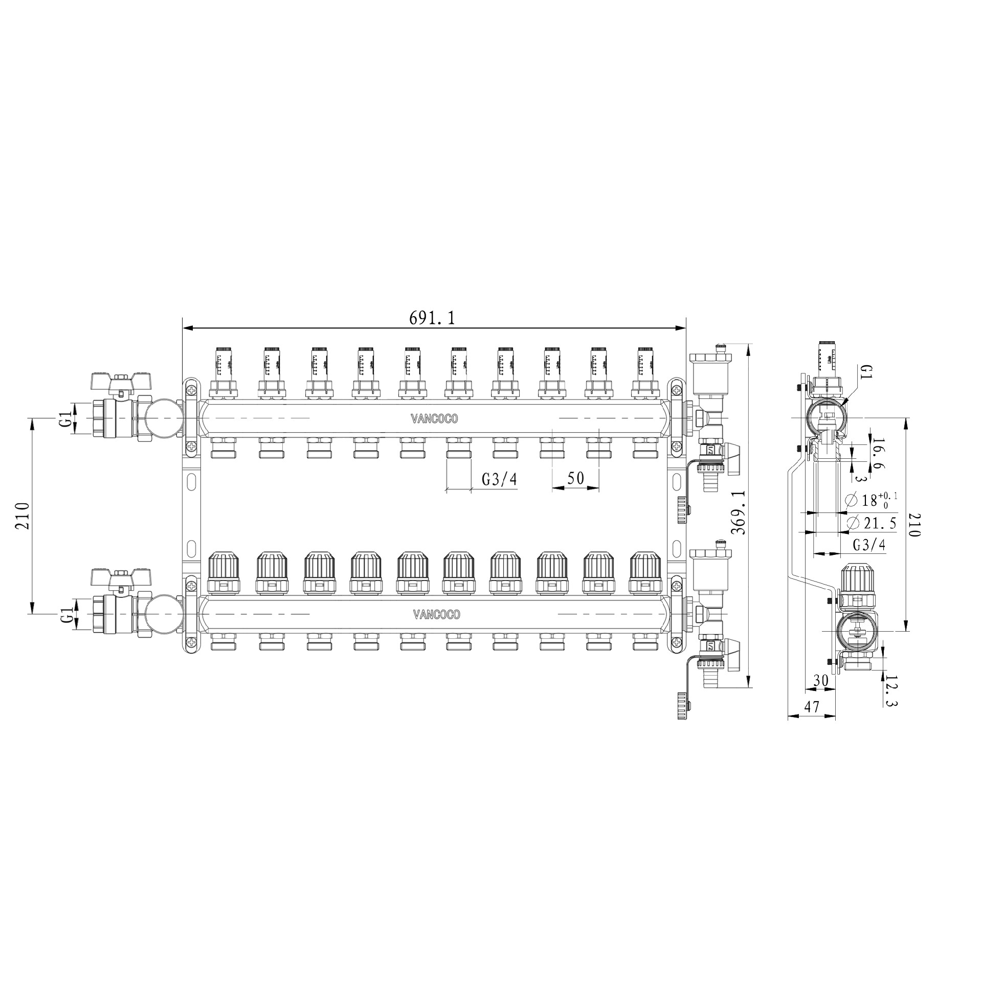 10 Way Heating Manifold